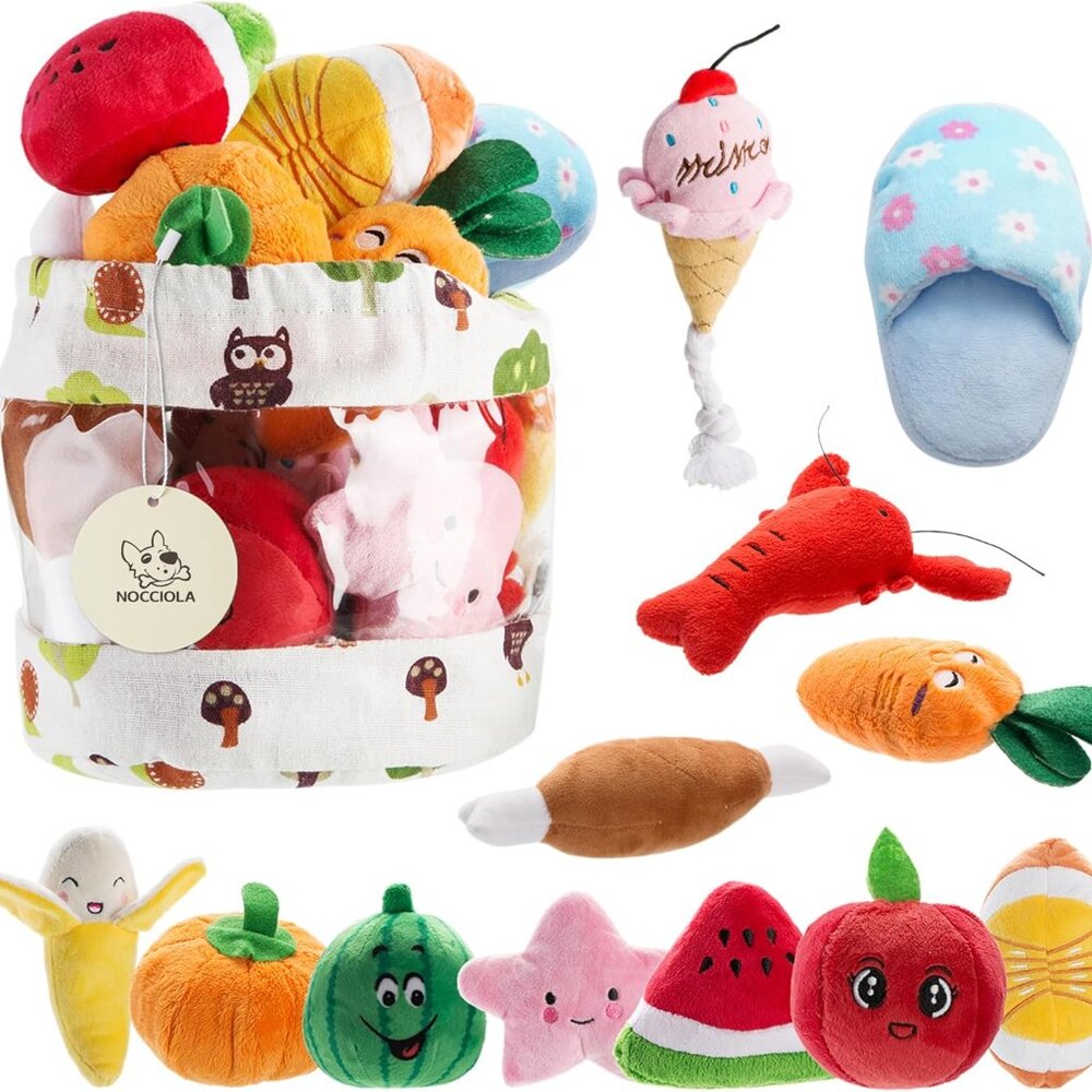 Dog Squeaky Toys, Plush Small Dog Toys for Dogs, Stuffed with Squeakers,12 pcs P